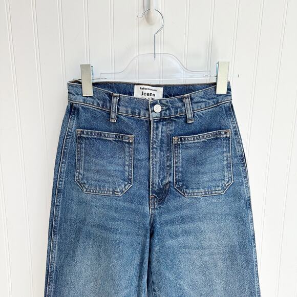 Reformation Alyssa Patch Pocket High Rise Wide Leg Jeans Denim Womens - Picture 3 of 7